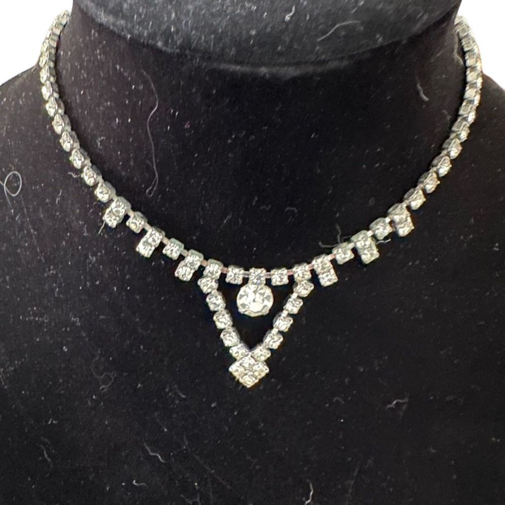 Vintage Silver Rhinestone Armlet Necklace